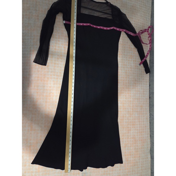 Jones New York Dress Womens 10 Black Mesh Sleeve Maxi Goth Glam Formal Evening - Picture 4 of 5